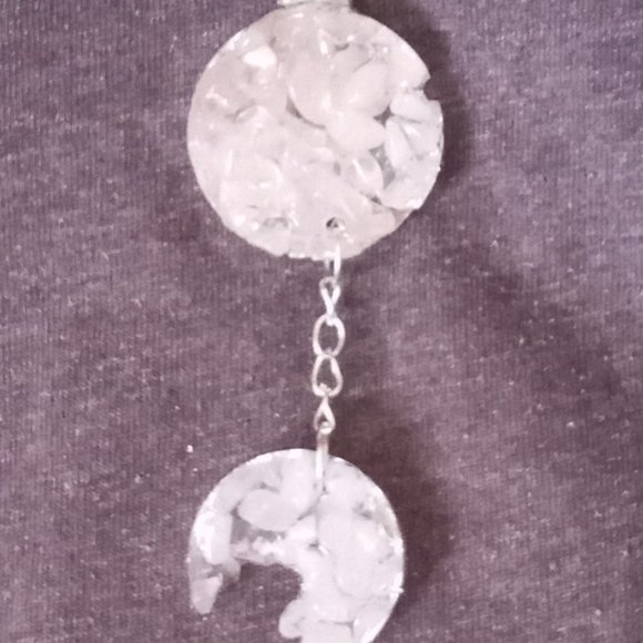 Rose Quartz moon necklace is handmade with rose quartz gemstones N09 - Picture 3 of 4